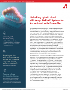 First page of a report with the title: Unlocking hybrid cloud efficiency: Dell AX System for Azure Local with PowerFlex