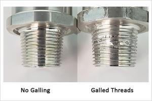 Threads without galling compared to threads with galling