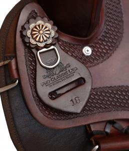 pro classic leather logo closeup