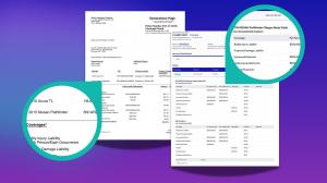 An image example of an insurance declaration page and it's resulting conversion into structured data in the Canopy Connect dashboard