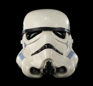 Imperial Stormtrooper Helmet from Return of the Jedi (1983), one of approximately 50 made for production, with an estimate of $150,000 - $300,000.