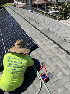 A1 Contractors installing solar panels on a residential roof in Visalia, CA.