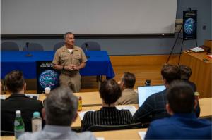Staying a Step Ahead: NPS’ Warfare Innovation Continuum Delivers Fleet-Focused Solutions 17 U.S. Navy Rear Adm. Anthony Carullo, Director of Warfare Development (OPNAV N72), delivers keynote remarks during the Naval Postgraduate School’s Warfare Innovation Continuum workshop on Non-Permissive Global Sea Control.