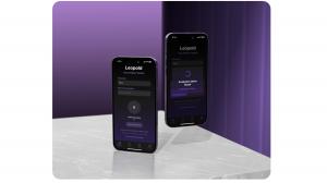 Smartphones displaying the Leopold AI Music Teacher app, analyzing piano and guitar practice with real-time feedback, shown against a purple background.