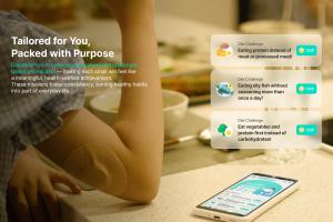 Personalized meal mission feature. DiabetesPro 2.0’s AI recommends customized diet challenges based on user data. Users can earn points and form healthy habits. | Image by Daesang Wellife