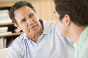 Two men talking