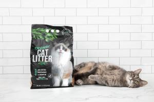 Olive pit–based cat litter
