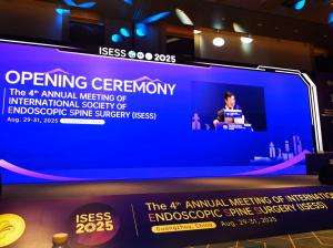 Dr. Liu speaking at the Opening Ceremony for the International Society of Endoscopic Spine Surgery