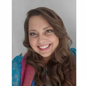 Tiffany Cano wearing turquoise shirt