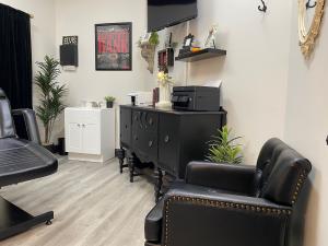 Elvis Tattoo Shop Introduces EU REACH-Compliant Inks and Spot-Testing 14 Private tattoo booth with chair, sink and plants at Elvis Tattoo Shop, Hendersonville TN.