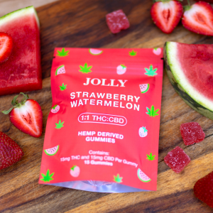 Jolly Cannabis THC CBD 15mg gummies strawberry watermelon