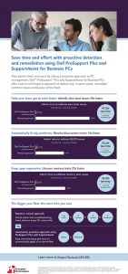 Image of front page of an infographic titled: Save admin time and effort by automating management tasks with Dell ProSupport Plus for PCs and SupportAssist for Business PCs