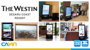 Digital signage in Westin Desaru Coast Resort lobby powered by CAYIN CMS-WS server and Signage Player