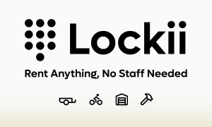 Lockii - Rent Anything, No Staff Needed. with icons for industries like Trailers, Bikes, Cars, Equipment and more.