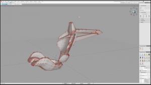 Screen capture of car seat model developed in Blender open source software now converted to Autodesk Alias software for finished styling work