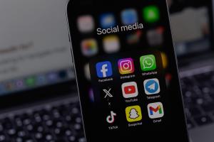 smartphone with mobile apps closeup