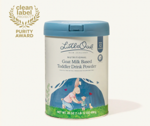 LittleOak, Australia and New Zealand’s fastest growing infant nutrition brand, has received the Clean Label Project Purity Award for its Goat Milk Based Toddler Drink Powder, Stage 3 (1-4 years) in 28oz tins Clean Label Project Purity Award winner