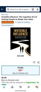 Invisible Influence A Pre-Order "Top New Seller" on Amazon