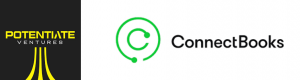 Combined logo of Potentiate Ventures and ConnectBooks, highlighting their partnership and investment in eCommerce finance.