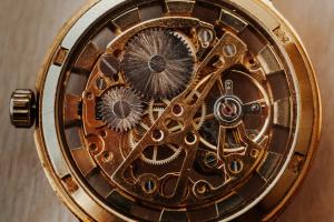 Mechanism, clockwork of a watch with jewels