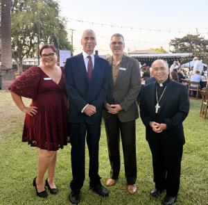 Christina Moore, Patrick Pascual, Steve Gunther, and Rev. Brian Nunez pose together at Maryvale’s 2025 Harvest of Hope Gala in Rosemead, California.