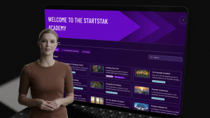 An image of an AI avatar showcasing the StartStak Academy home screen.