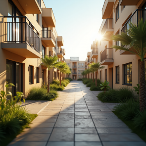 Residential homes and buildings symbolizing sustainable and green property inspection practices.