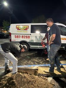 Rescue Hero Plumbing, led by owner Bradley Williford, has successfully completed one of its most challenging projects to date: replacing a collapsed septic tank with a new sewer connection in compliance with county requirements Rescue Hero Plumbing crew digging safely to prepare for a sewer line installation in Bakersfield, California.