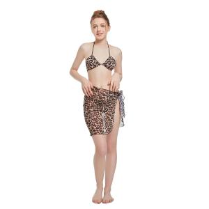 Leopard Swimsuit Coverups for Women Beach Bikini Wrap Sheer Short Scarf Skirt Short for Swimwear