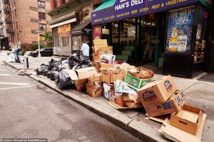 cardboard piling up in new york