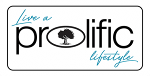 Prolific Landscape Design Studio logo with the words ‘Live a prolific lifestyle’ and a tree inside the letter ‘o’ in Prolific.