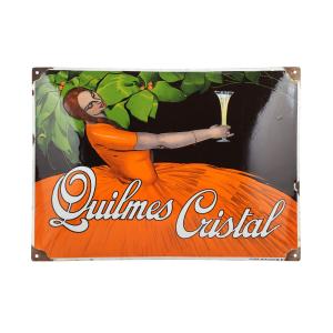 1920s single-sided convex porcelain sign for Quilmes Cristal Beer, Argentina’s most iconic beer, 21 ¼ inches by 29 ½ inches and boasting excellent color and gloss (CA$31,860).