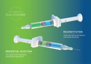 The Credence Dual Chamber Syringe System simplifies delivery of drug products requiring separation of storage.