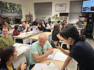 The Korean American Center (KAC), the nation’s only fully accredited Korean language institute, announced its largest enrollment ever this fall with 330 students across its adult King Sejong Institute program and Korean School for Youth first time adult Korean language students learning Korean at Korean American Center's King Sejong Institute program in Irvine, CA