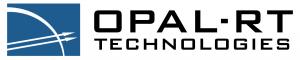OPAL-RT Technologies logo featuring a blue square with a stylized arc and arrows, alongside bold black text spelling "OPAL-RT TECHNOLOGIES".