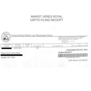 Marist Veres Royal USPTO Filing Receipt for The Halo (Protective Helmet Mask)