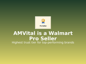 AMVital awarded Walmart Marketplace Pro Seller badge, highlighting trusted turmeric skincare products.