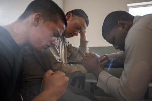 The practice of religion has been shown to reduce the chance that prisoners will engage in physical altercations and is encouraged by prison staff at Pine Grove Youth Conservation Camp. Photo by Brian L. Frank for The Marshall Project / CatchLight