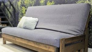 Photo of a bed at the Futon Shop showroom.