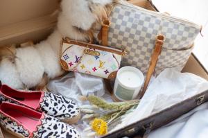 A preview at the type of inventory customers can expect at the event, featuring Louis Vuitton products.