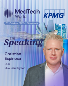 Blue Goat Cyber, a leader in medical device cybersecurity, announced its sponsorship of the MedTech World Singapore Roadshow, taking place on October 1, 2025, at The Westin Singapore Christian Espinosa, Blue Goat Cyber Founder