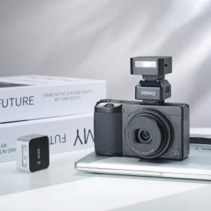 Zeniko T1 Wireless Mini Flash Trigger showing 15-degree elevated hot shoe and compact 2.4 GHz design