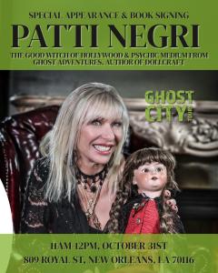This Halloween, Ghost City Tours is thrilled to welcome celebrity psychic medium Patti Negri, best known as the “Good Witch of Hollywood” and frequent psychic on popular show Ghost Adventures, for an exclusive book signing and immersive Halloween event at the Ghost City Tours Store in New Orleans