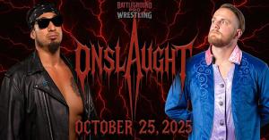 ON FIRE: Halloween Wrestling Fundraiser for Veterans Promotional poster for ONSLAUGHT: Night of Live Pro Wrestling, a Halloween fundraiser in Colorado supporting Veterans, presented by Battleground Pro Wrestling and Military Broadcast Radio.