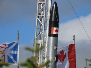 Rocket on Rail with Flags