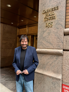 Wolfgang Hildebrandt shown smiling, ready to performa at Carnegie Hall in New York City.