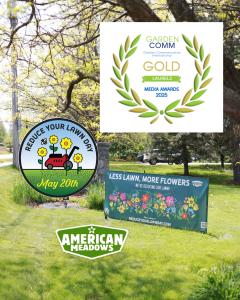 GardenComm Gold Laurel logo, awarded to Reduce Your Lawn Day for its collaborative success in replacing turf with habitat across the U.S.