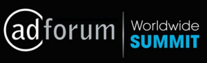AdForum global logo with Worldwide Summit wording on a black background