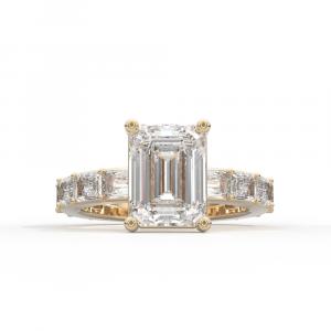The Jewelers Coin & Loan Co., today announces the introduction of its new custom 3D video rendering and design services in Quincy, Massachusetts The Jewelers Coin & Loan Co. crafting a 4ct emerald-cut diamond ring in 18k yellow gold with petite claw prongs