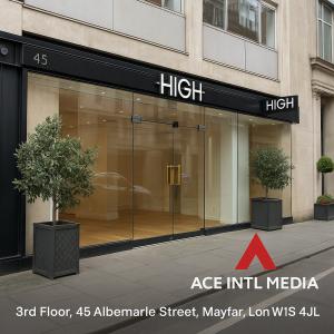Exterior image of Ace Intl Media Ltd’s London office at 45 Albemarle Street, Mayfair, representing the company’s UK presence and operational headquarters.